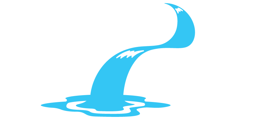 white an cyan logo