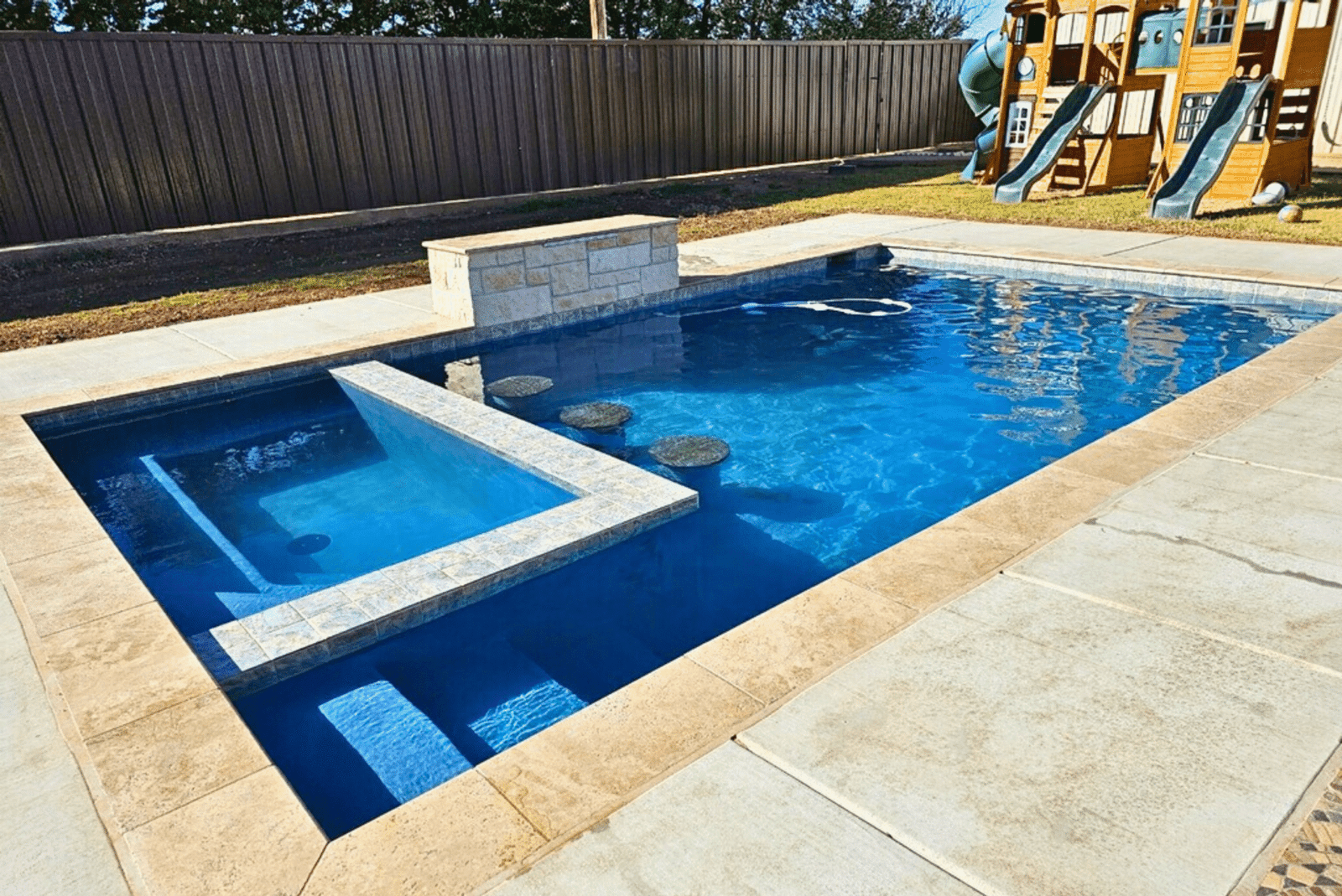 Compact plunge pool with modern tile design in Amarillo, Texas