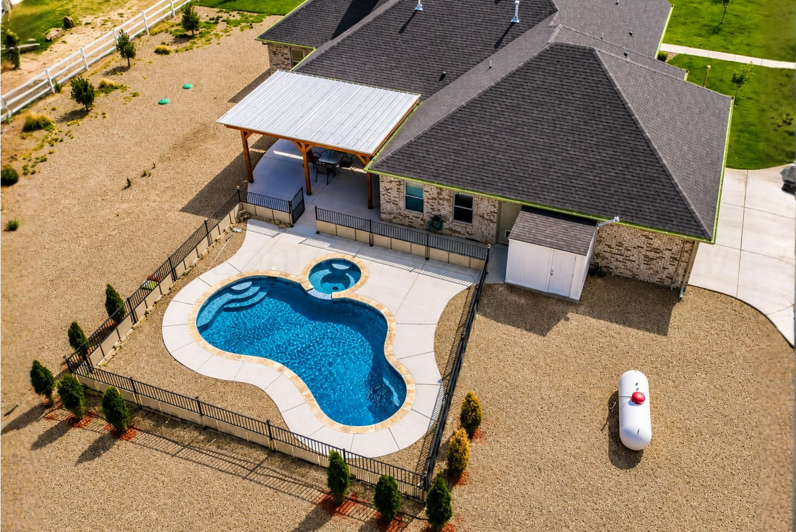 New pool in amarillo view from a drone